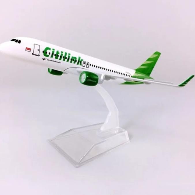 Miniatur Diecase Pesawat citilink A320 panhang 16 cm bahan besi [gembira dendang] mainan