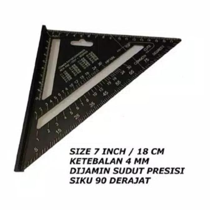 

Speed Square 7 inch Woodworking Penggaris Siku Segitiga Tukang Hitam