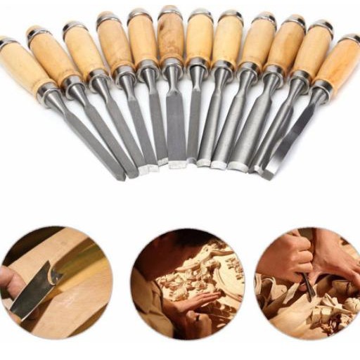 

Pisau Ukir Pahat Kayu Set 12 in 1 Wood Carving Art Knife Multifungsi