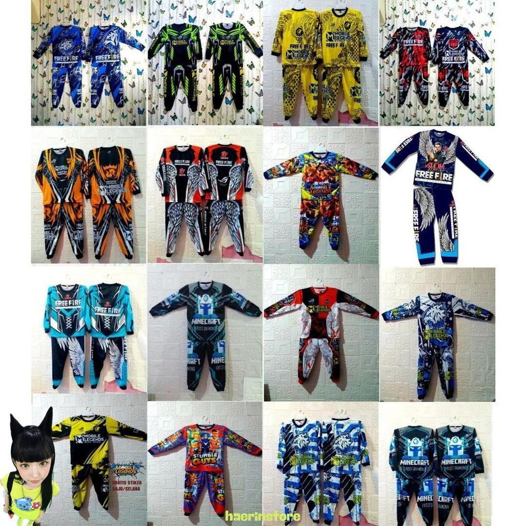 Marvel Shop | Setelan Free Fire Anak Laki Laki | Celana Angel Joger Enjel Ff Terbaru Gaming Free Fir