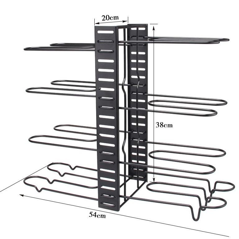 Stainless Frying Pan Pot Lid Stand Rack Black / Rak Tempat Panci Wajan Korea Besi Hitam H470