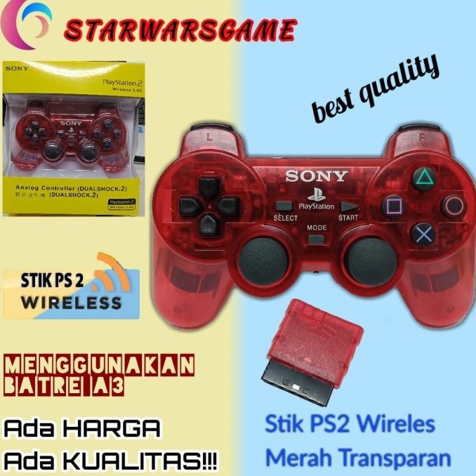 Diskon STIK STICK PS2 WIRELESS ORI ORIGINAL PABRIK TRANSPARAN