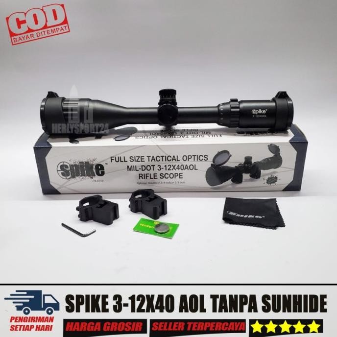 Terlaris TELESKOP SPIKE 3-12X40 AOL / TELESCOPE SPIKE 3-12X40 AOL TAHAH GETAR SALE