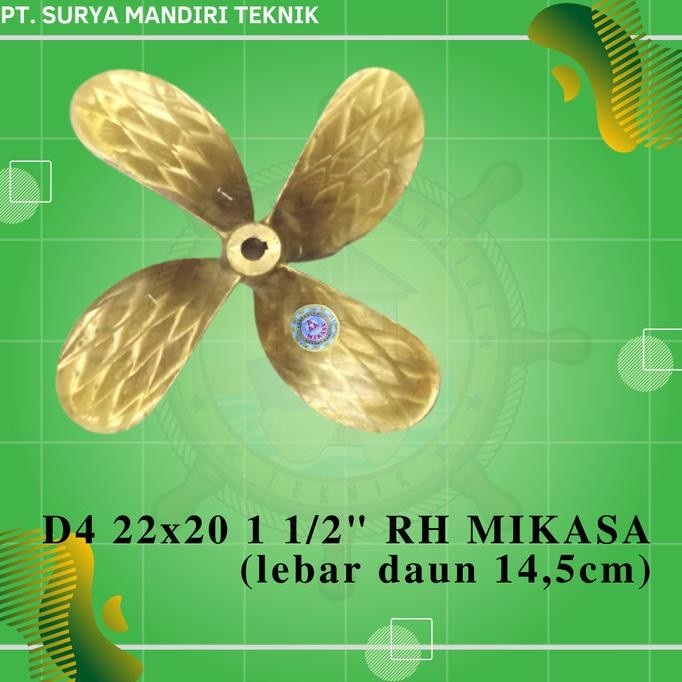 langsung order saja] PROPELLER MIKASA KAPAL D4 22 X 20 O 1 1/2" KANAN RH BALING BALING KUNINGAN
