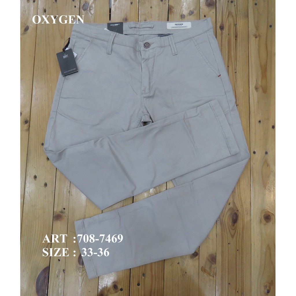 CELANA KATUN/CHINOS PANJANG PRIA SLIM (ABU) BRAND ORI MEREK OXYGEN ART : 708-7469 PRICE Rp.558.900