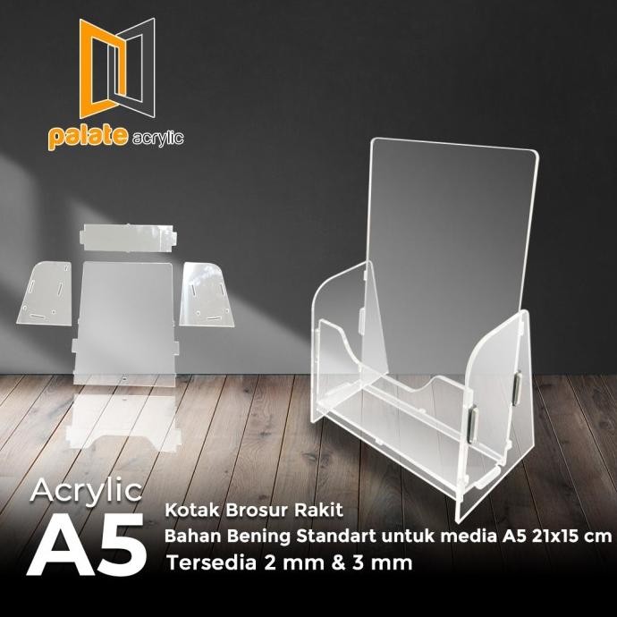 

ready AKRILIK TEMPAT BROSUR / RAK / BOX A5 - MODEL RAKIT murah