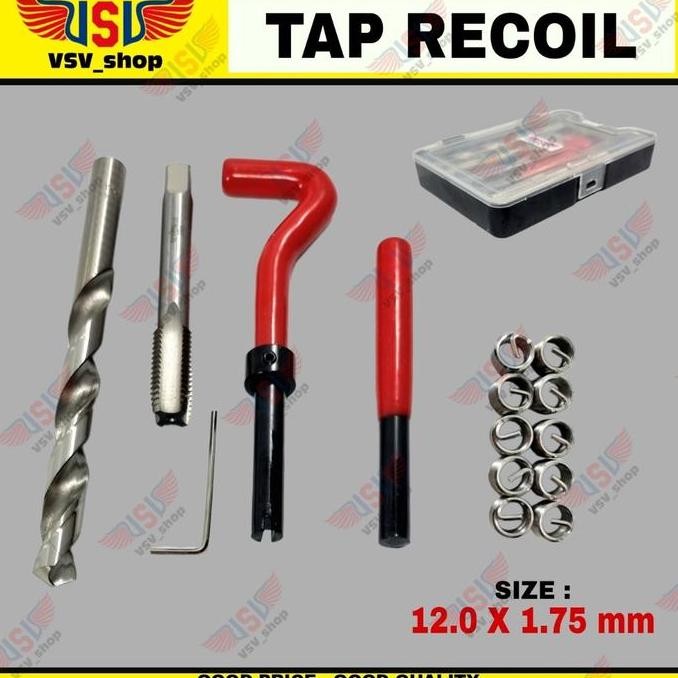 Thread Repair Kit Set M12X1.75 Tap Recoil Helicoil Hand Tap Alat Memperbaiki Drat Rusak Co