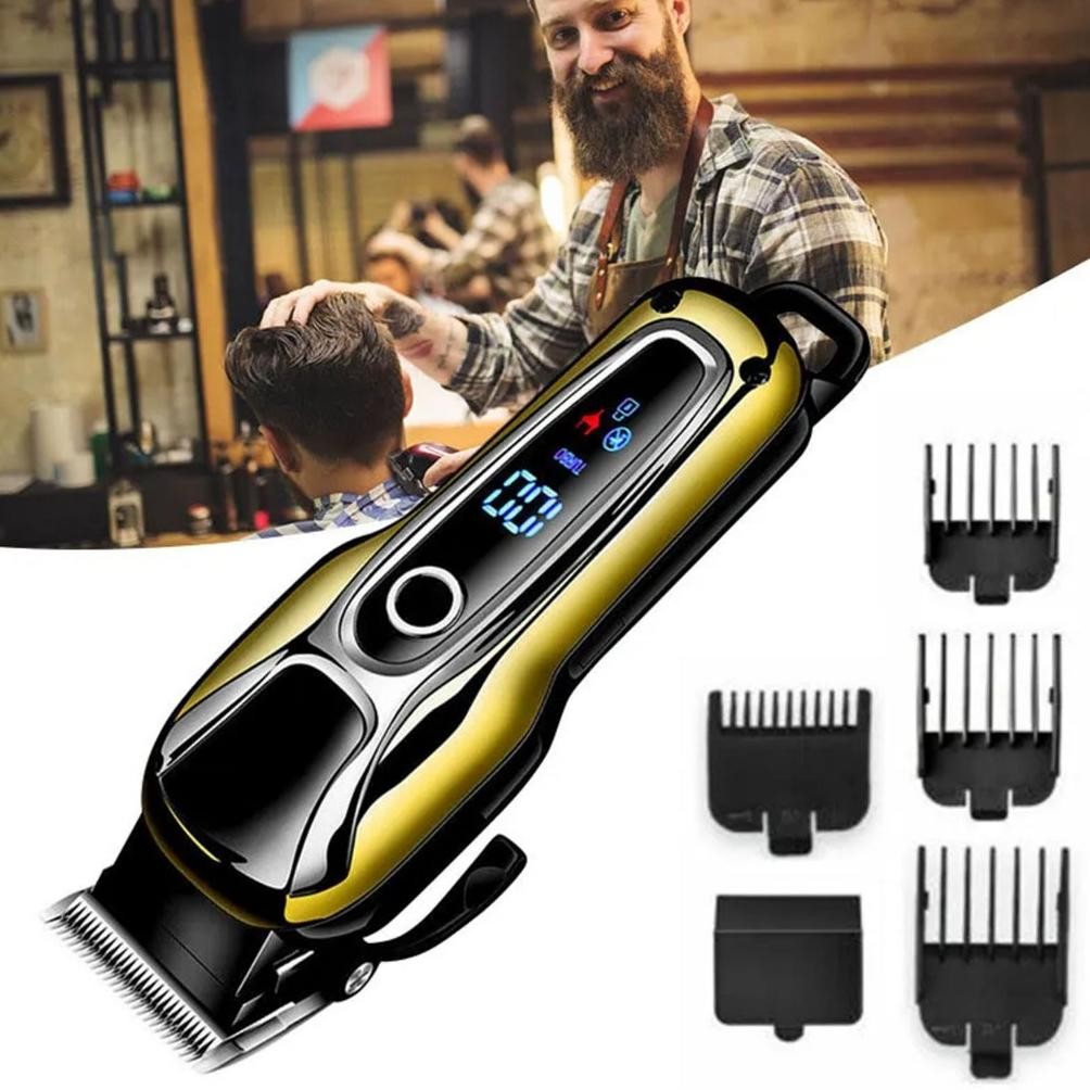 Gc27 Original Clipper Kemei Km-Pg1990 / Km 1990 Alat Mesin Cukur Rambut Rechargeable Usb Lcd Display