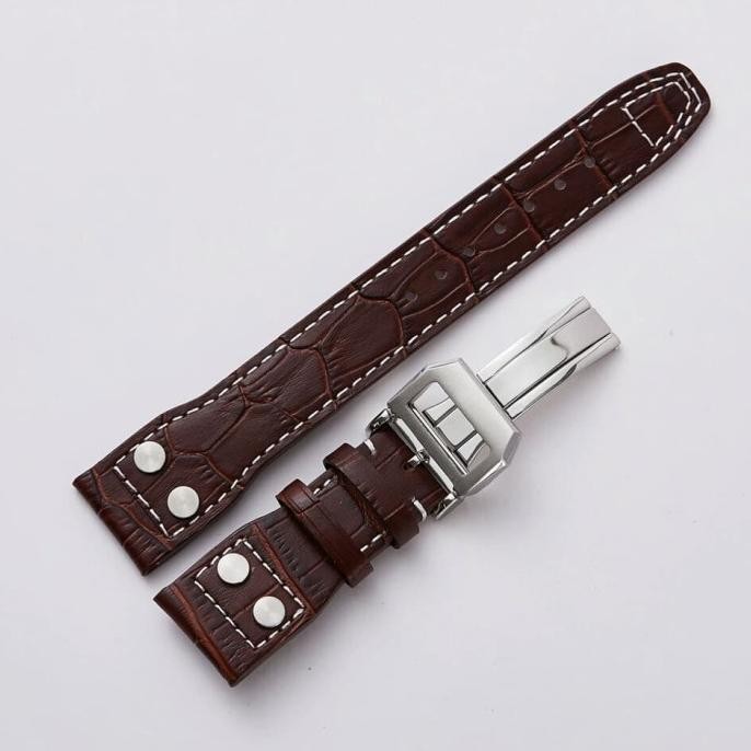 ready  22mm IWC Mark 17 Leather Strap Tali Jam Tangan Kulit Asli IWC murah