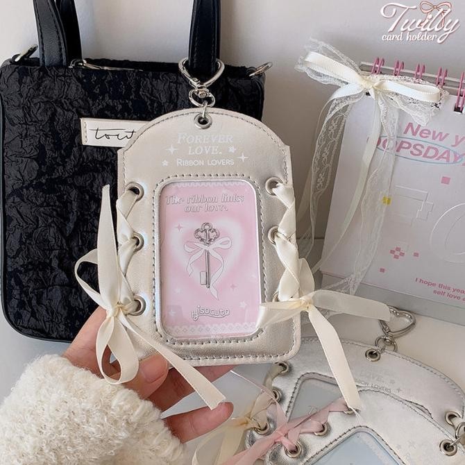 

ready Bibimcat - Twilly Ribbon ID Card Holder PC Photocard Holder Name Tag Pita Ballet Coquette Cahol murah