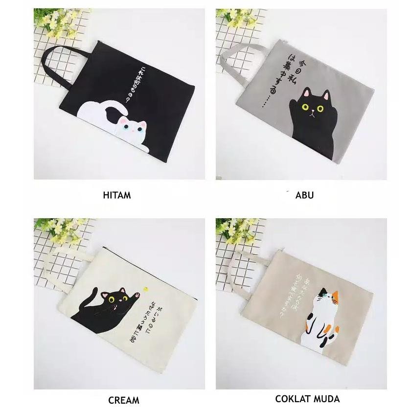

fx-4 PORTABLE A4 FILE STORAGE POUCH MOTIF JAPANESE CAT / TEMPAT FILE A4 CAT / TEMPAT ALAT TULIS Termurah
