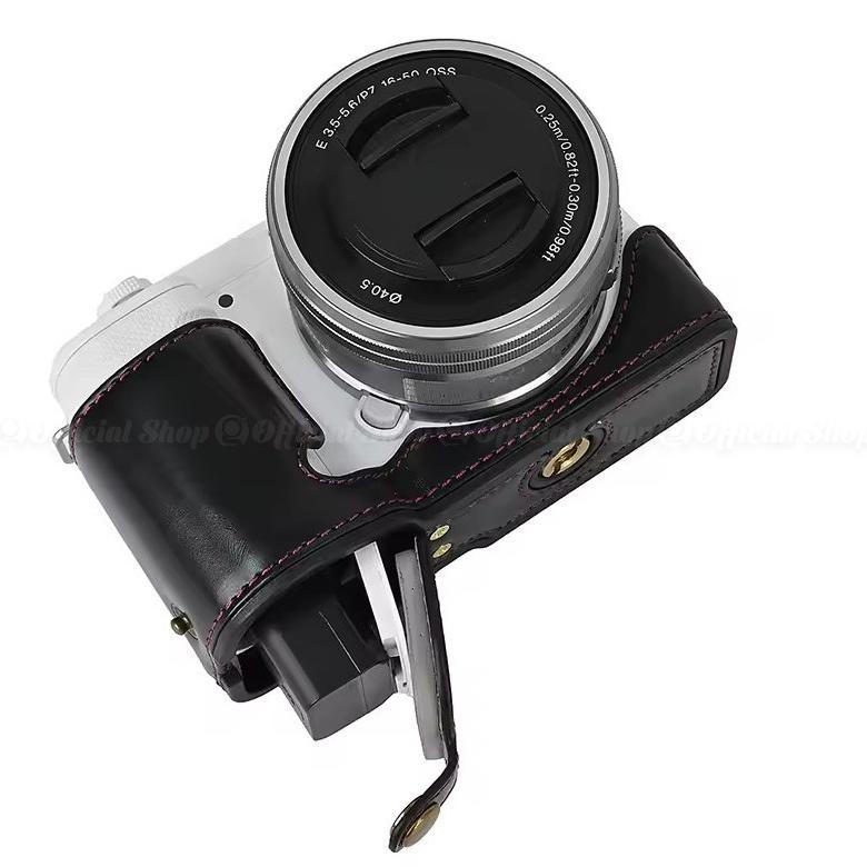Half Case Leather Bag for Sony ZV-E10 with Strap Tas Kamera Alpha ZV E 10 Mark 1 Bahan  PU E10 I Kua