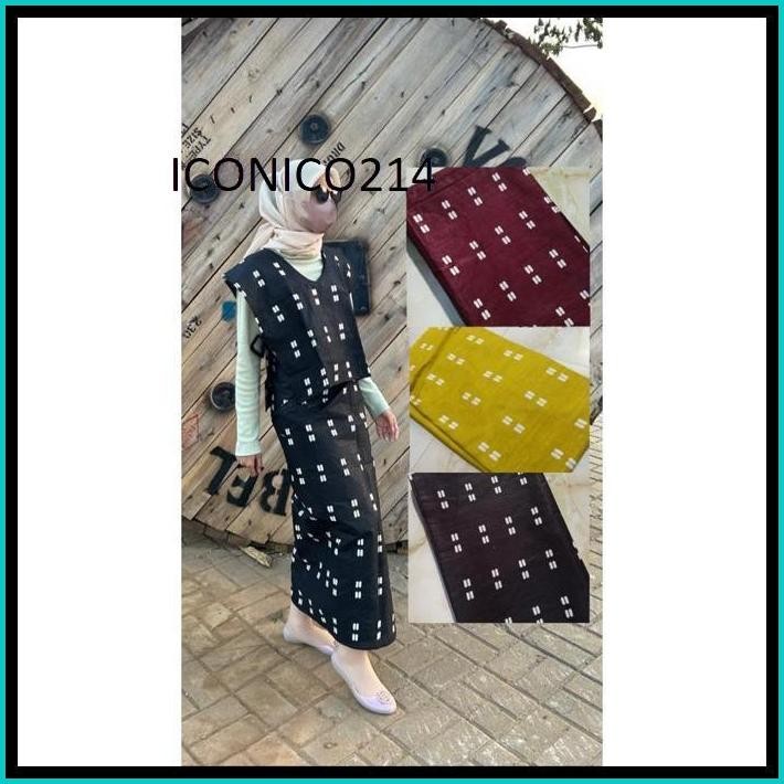 BAJU VEST ROMPI OUTER DAN ROK LILIT JUMPUTAN MOTIF 1SET
