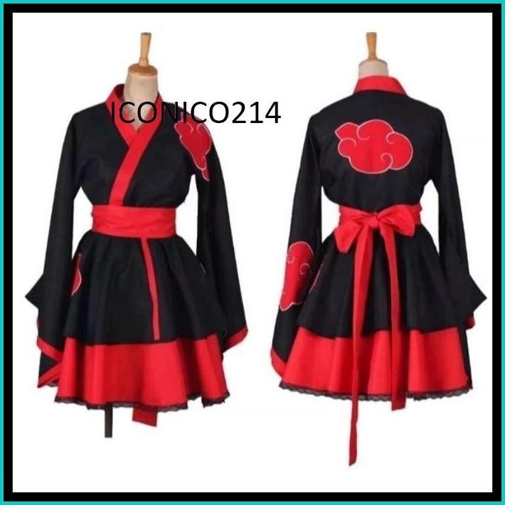 KOSTUM AKATSUKI DRESS FULLSET ANIME NARUTO COSTUME COSPLAY WANITA DEWASA