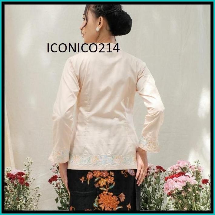 KEBAYA ENCIM BORDIR LENGAN PANJANG MERADELIMA KATUN JEPANG CREAM
