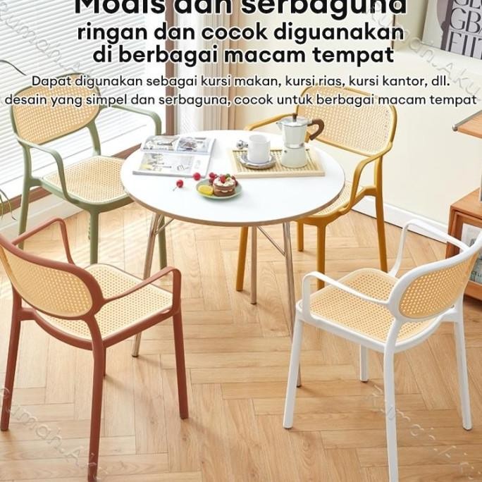 Kursi Rotan Plastik Dengan Sandaran Tangan Kursi Teras Kursi Makan Kursi Cafe Kursi Taman Kursi Outd