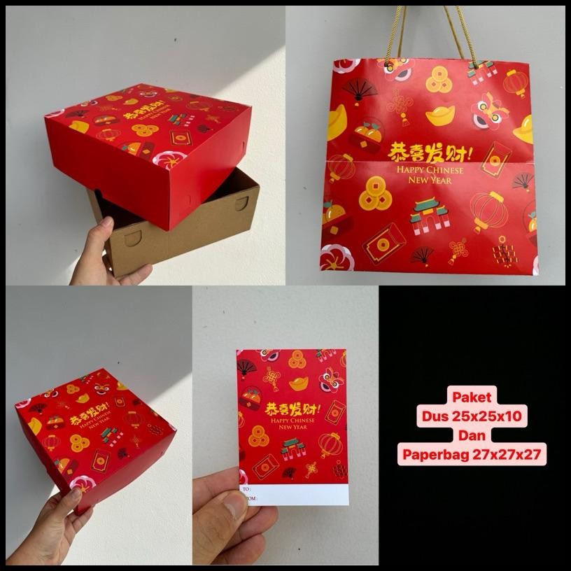 

Ready Paket Hemat Dus 25X25X10 Dan Paperbag Besar 27X27X27 Imlek Chinese New Year + Free Tag (Harga Untuk 5 Paket) {Terlaris|Best Seller}