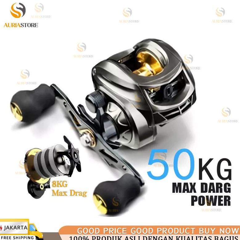 Fishing Reel  Fishing Rod Set  Pancing BC Reel 7.2:1 Metal Fishing Reel Max Drag 8kg Sistem 1set ala