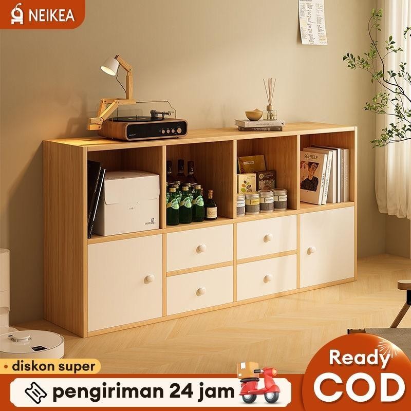 Rak Buku Kayu Lemari Buku Kayu Dengan Pintu Rak Serbaguna