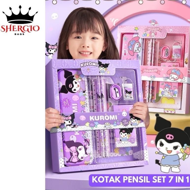 

KOTAK PENSIL ANAK SET 7 IN 1 STATIONERY HADIAH ANAK STUDENT SET ALAT TULIS SEKOLAH KARAKTER CEWEK