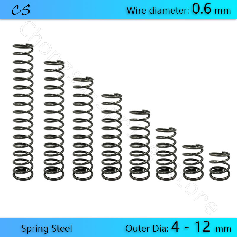 10 pcs pegas kompresi 0.6mm pegas tekanan diameter kawat pegas 0.6mm diameter luar 4 5 6 7 8 9 10 11