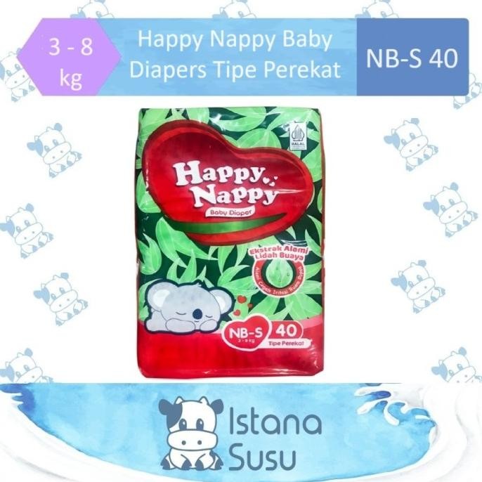 HAPPY NAPPY BABY DIAPERS TIPE PEREKAT SIZE NB-S 40