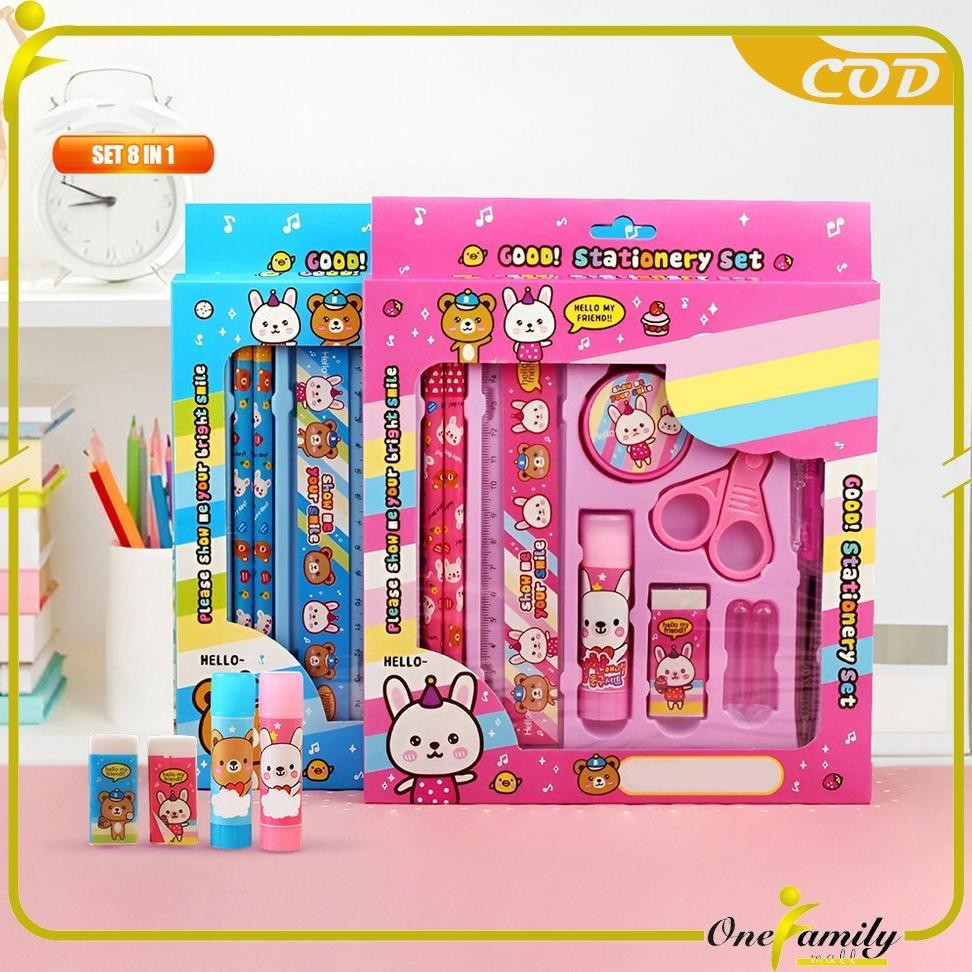 

ONE-A26 ALAT TULIS SET 8IN1 KARAKTER STATIONERY KIDS / PAKET ALAT TULIS ANAK TK / SET SCHOOL SUPPLIES FOR CHILD WRITING GIFT ERASER RULER