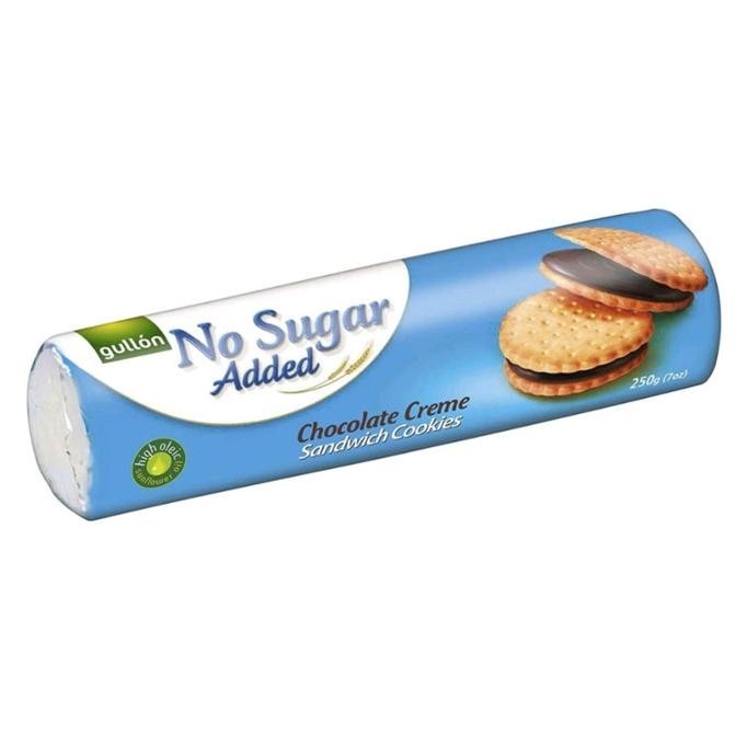 

Promo Gullon Chocolate Cream Sandwich Cookies 250G. Sugar Free.