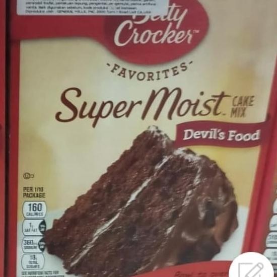 

Sale Betty Croker Super Moist Devil'S Food Cake Mix Tepung Instant 432Gr