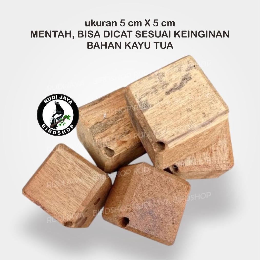 bas-12 uk-68 PION DADU KAYU UNTUK GANTUNGAN SANGKAR BURUNG KOTAK BURUNG KENARI KACER CENDET Premium 