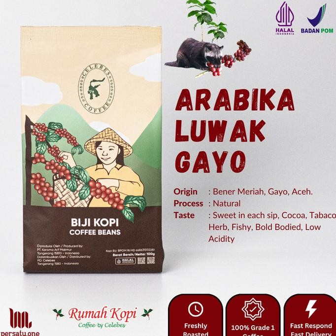 

Grosir [Celebes Coffee] Kopi Arabika Luwak Bubuk/Biji/Espresso 250 Gram