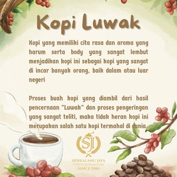 

Sale Kopi Luwak Ternak Sidikalang Arabika 250 Gram