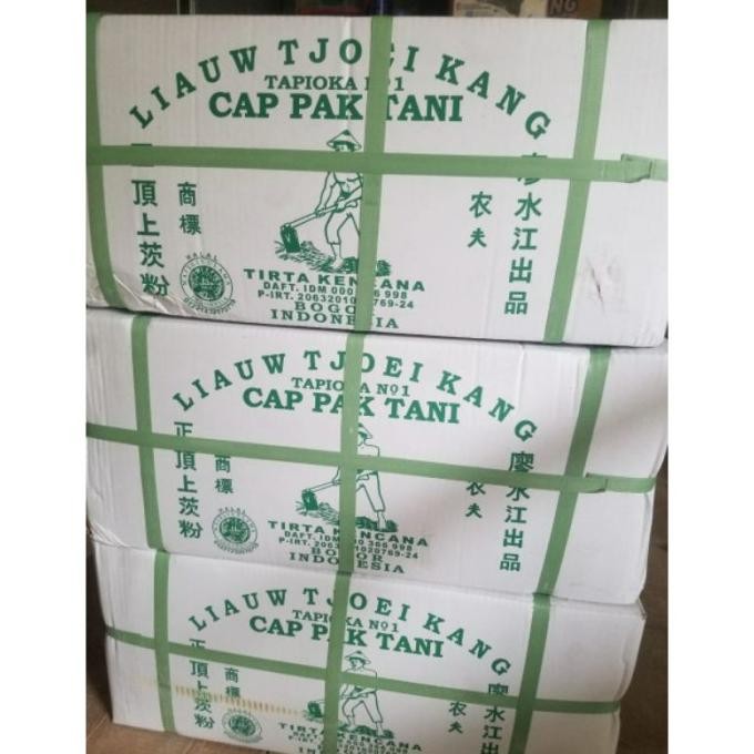 

Promo 1 Dus Sagu Cap Pak Tani Liauw Tjoei Kang Tirta Kencana Tepung Tapioka / 1Kg X 25 Bungkus