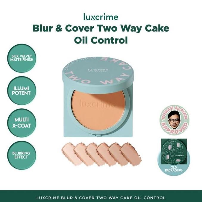 Jual Murah Luxcrime Blur & Cover Two Way Cake Powder Bedak Foundation Padat Oily Translucent Terlari