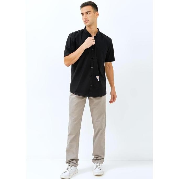 Sale Emba Denim - Stevan Two Kemeja Pria Polos Lengan Pendek Regular Fit Baju Casual