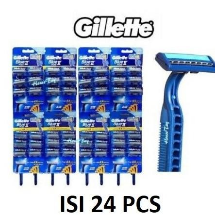 Kerokan Jenggot Kumis Pisau Cukur 2 Mata Pisau Gillette Blue 24 Pcs Original