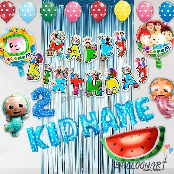 Cocomelon Simple Decoration Set/Dekorasi Ultah Anak/Balon Foil Baby/Balloon Cocomelon Berkualitas