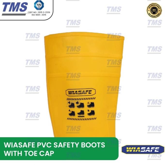 Spesial Sepatu Safety Boots Kuning  Wiasafe Pvc Safety Boots  Toe Cap - Original