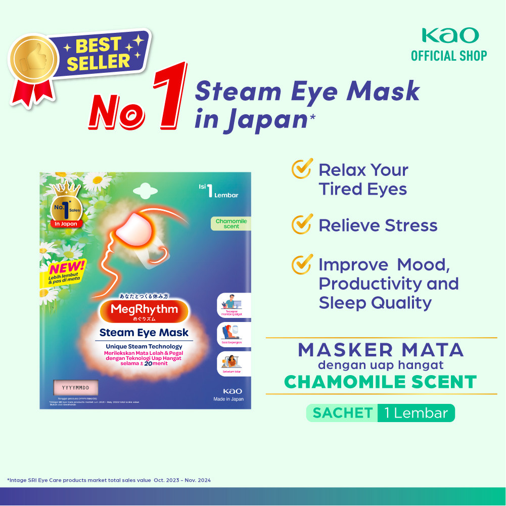 Megrhythm Masker Mata Steam Eye Mask Chamomile Scent 1 pcs - Relaksasi Untuk Mata Lelah