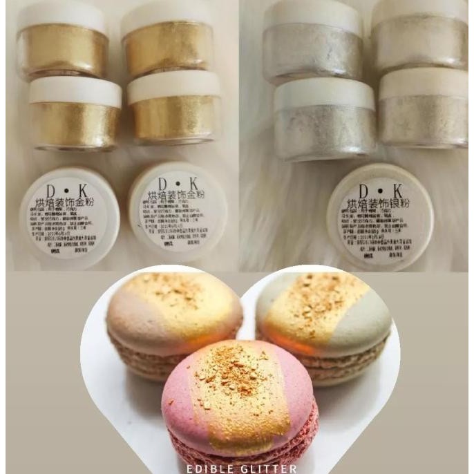 

Edible Glitter Gold & Silver Dekorasi Kue Cake Bubuk Emas Luster Dust nUg