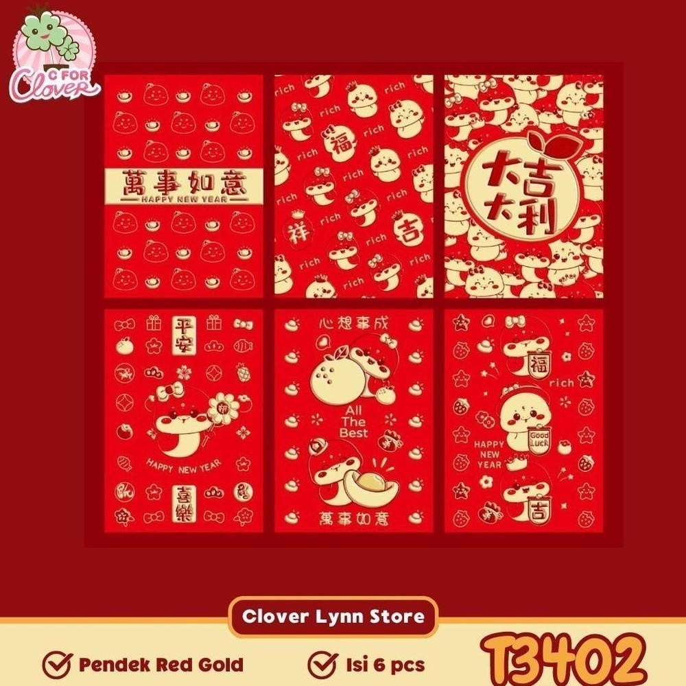 

Angpao Snake Red Gold Pendek Isi 6 Pcs Imlek 2025 Naga 2024 Amplop Tahun Baru China Dragon Ular