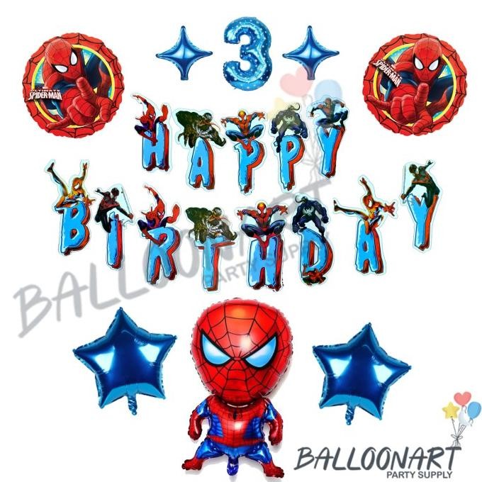 Spiderman Banner Dekorasi Set/Balon Foil Spiderman/Dekorasi Ultah Anak Berkualitas