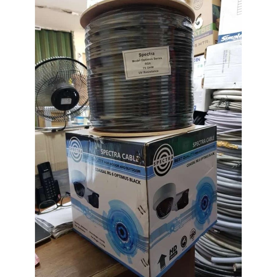 Murah Kabel Coaxial Rg6 Spectra - Kabel Cctv Rg6 - Coaxial Rg6 Optimus Black