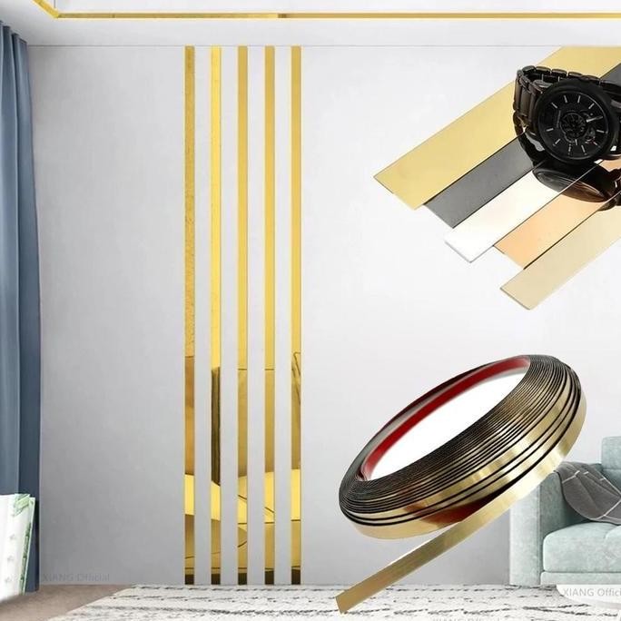 TERBARU 3/5M LIST PLAT STRIP MIRROR/ PEMBATAS NAT KERAMIK/ DEKORASI LANTAI KERAMIK/INTERIOR/DEKORASI
