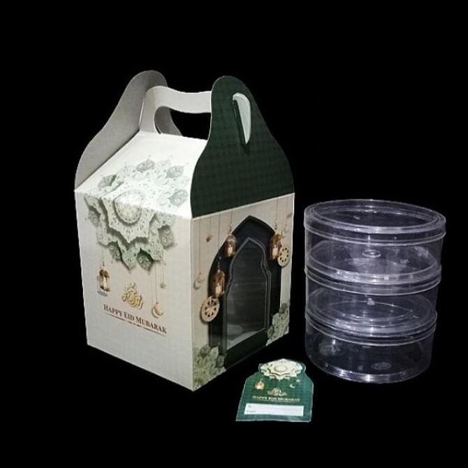 

( 10pcs ) Dus Toples 250gr Isi 3 Box Jinjing Toples Kue Kering Hampers Parcel Idul Fitri Eid Mubarak