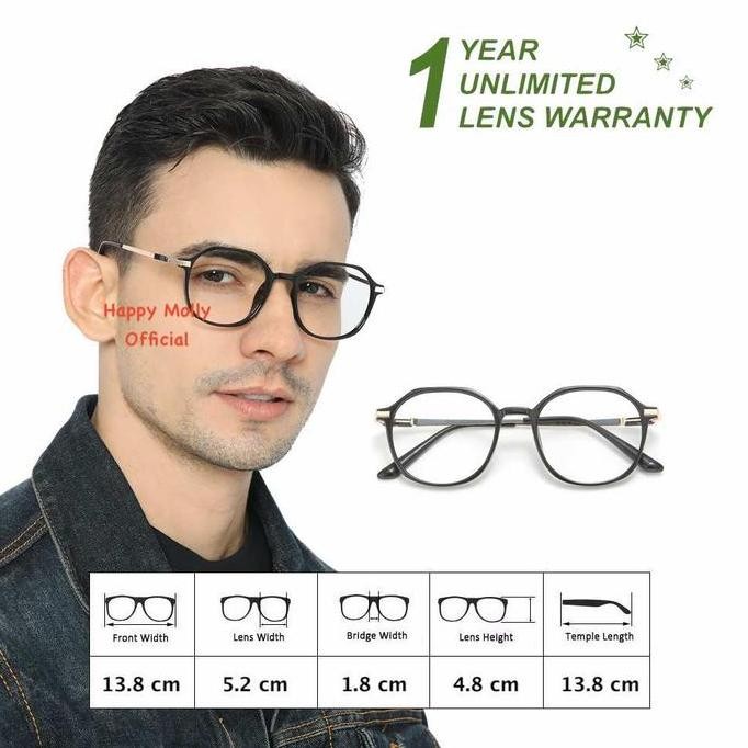 new kacamata anti radiasi blue ray lens (design korea) pria dan wanita - hm675 d ( group solo )