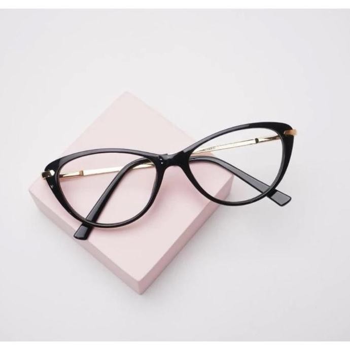 new kacamata photocromic anti radiasi wanita fashion cate eye kecil plastik warna:coklat frame & kac