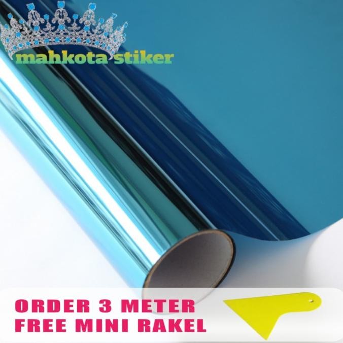 TERBARU STICKER/SANDBLAST/KACA FILM/ONE WAY SILVER BIRU