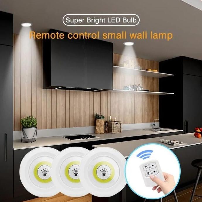 Lampu Kabinet Dapur COB Super Terang Lampu Malam Led Remote Control Nirkabel Led Lamp Kamar