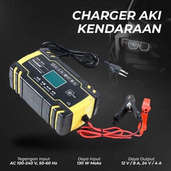 Promo Cas Charger Aki Otomatis Mobil Motor 130W 12/24V 150Ah Foxsur
